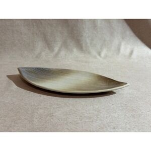 Baum Bros Style Eyes Asian Collection Ceramic Leaf Serving Platter Brown Cream